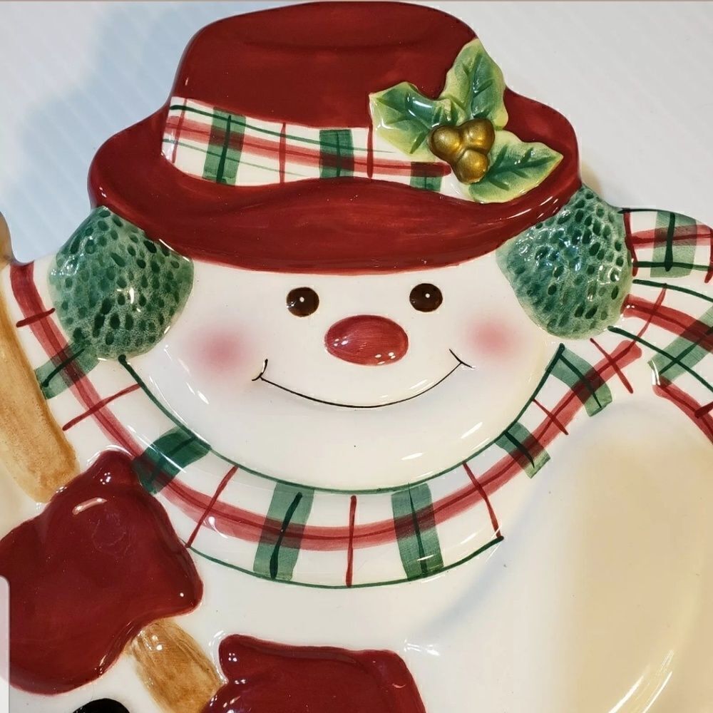 Vintage Fitz & Floyd Christmas Snowman Plate 9"